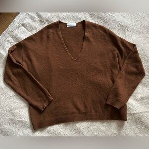 JAC & JACK Brown V-Neck Women's Cashmere Sweater -Sz M